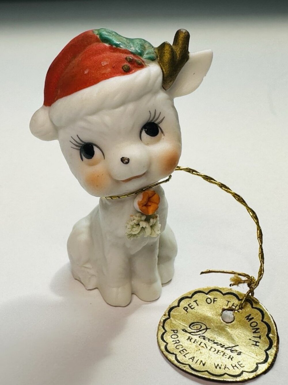 Napcoware Christmas Reindeer Figurine Pet Of The Month December Tag Japan 9879
